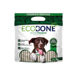 Palito Ecobone 8mm 1kg Petisco Natural Para Cães Osso Mastigável Vegetal Auxilia Limpeza Dental Cachorro