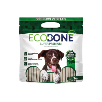 Palito Ecobone 8mm 1kg Petisco Natural Para Cães Osso Mastigável Vegetal Auxilia Limpeza Dental Cachorro