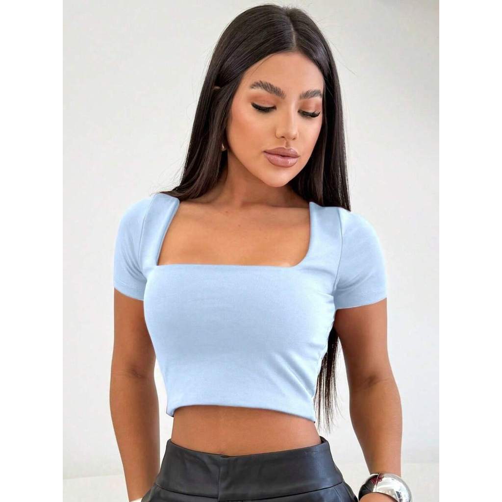 Body Feminino Gola Polo Manga Curta Justo Moda Casual Elegante Sofisticado Confortável Look Moderno femenina feminino