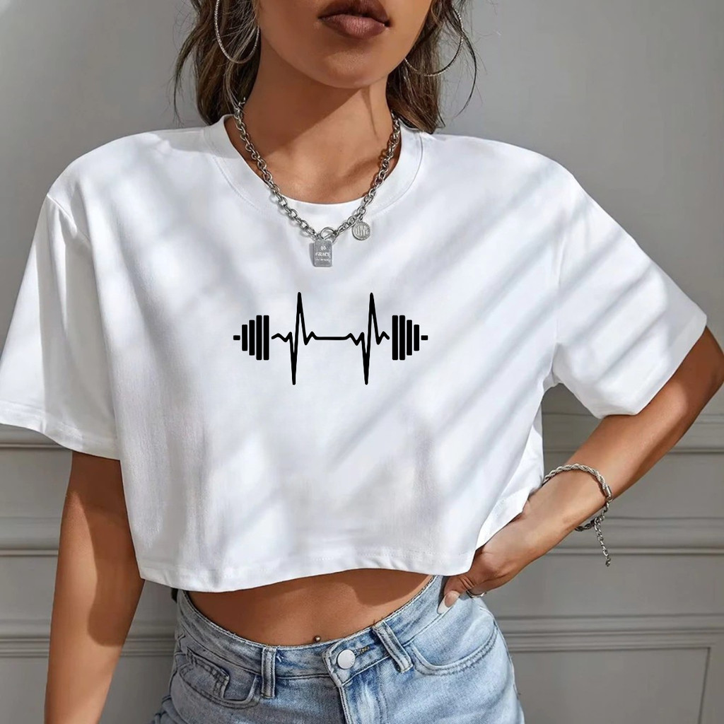 Cropped Feminino Camiseta Oversized T-Shirt Blusa Feminina Estilosa Manga Curta 100% Algodão - SM