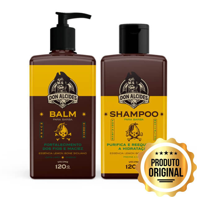 Kit Balm E Shampoo Para Barba 120ml Lemon Bone Don Alcides