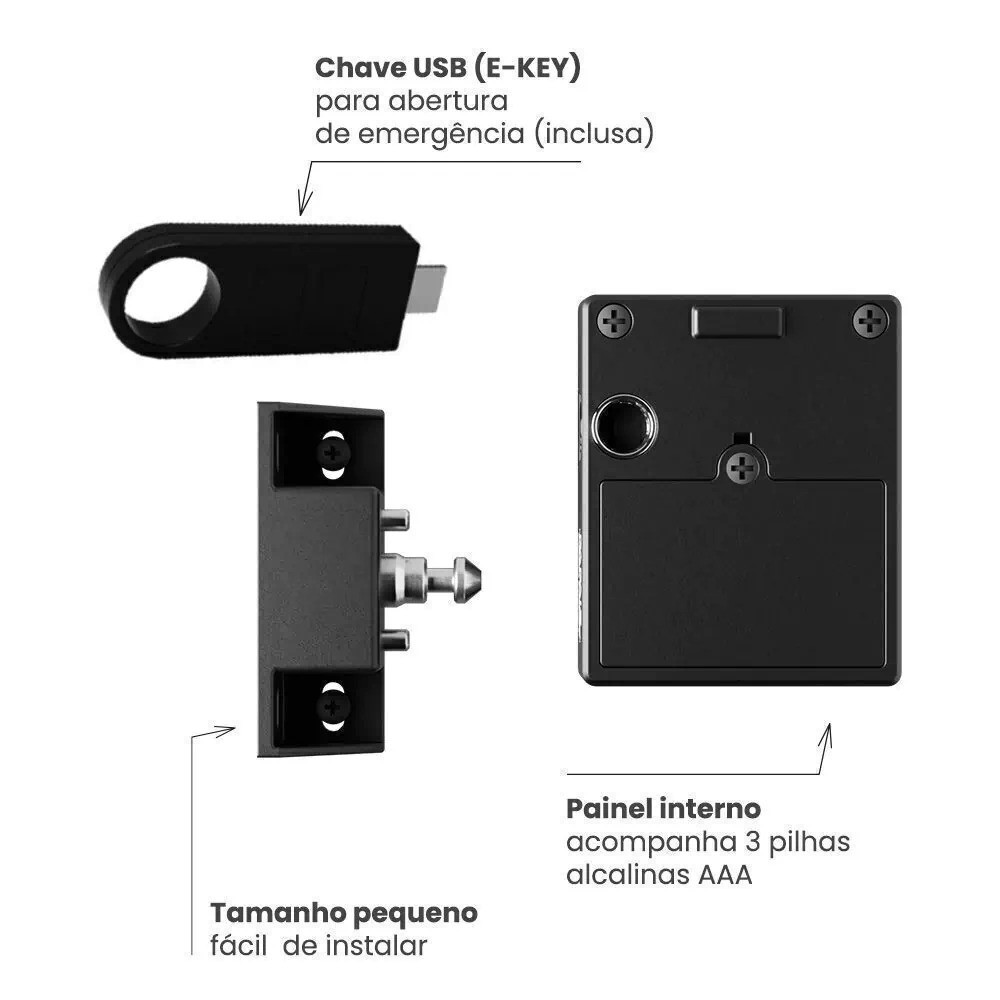 Detalhes do Fechadura eletrônica invisível para moveis - PPZ-1002 Papaiz
