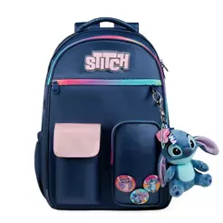 Mochila Escolar Feminina Stitch Azul