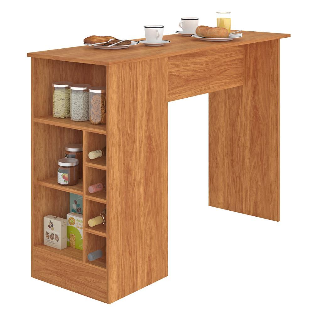 Bancada Alta para Cozinha 1 Porta 4 Compartimentos com Adega 136cm MDP cor Cinamo - Fellicci