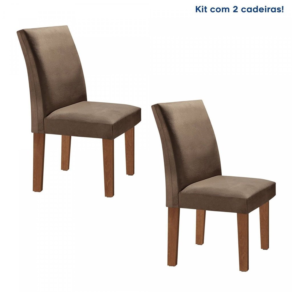 Kit 2 Cadeiras Estofadas Espanha Espresso Móveis Chocolate/ Veludo Animale Marro