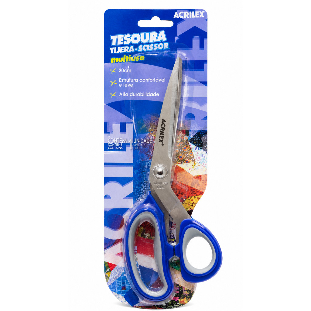 Tesoura Acrilex 20cm Multiuso Para Papel Artesanato E Escolar