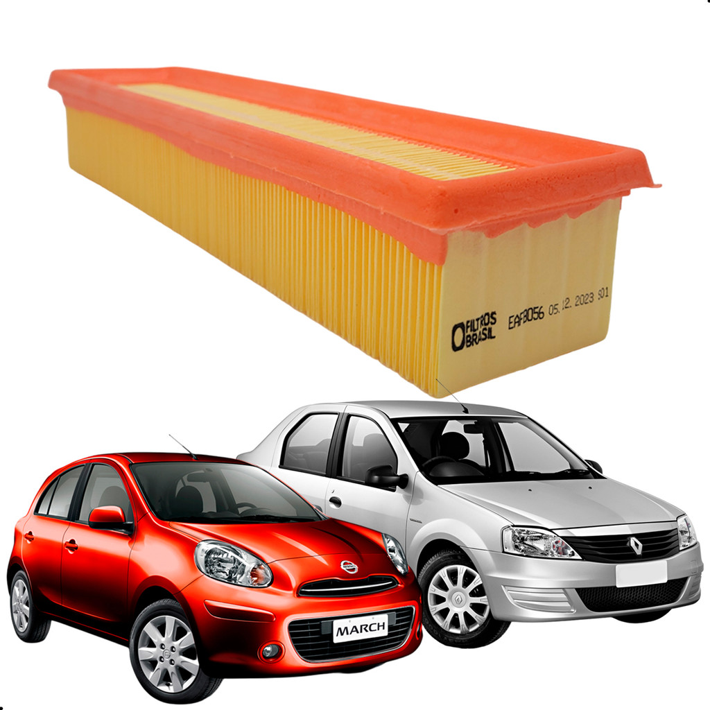Filtro De Ar Motor Renault Clio Logan Sandero 1.0 16v Flex 2007 A 2014 Nissan March 1.0 Flex 2011 A 2014