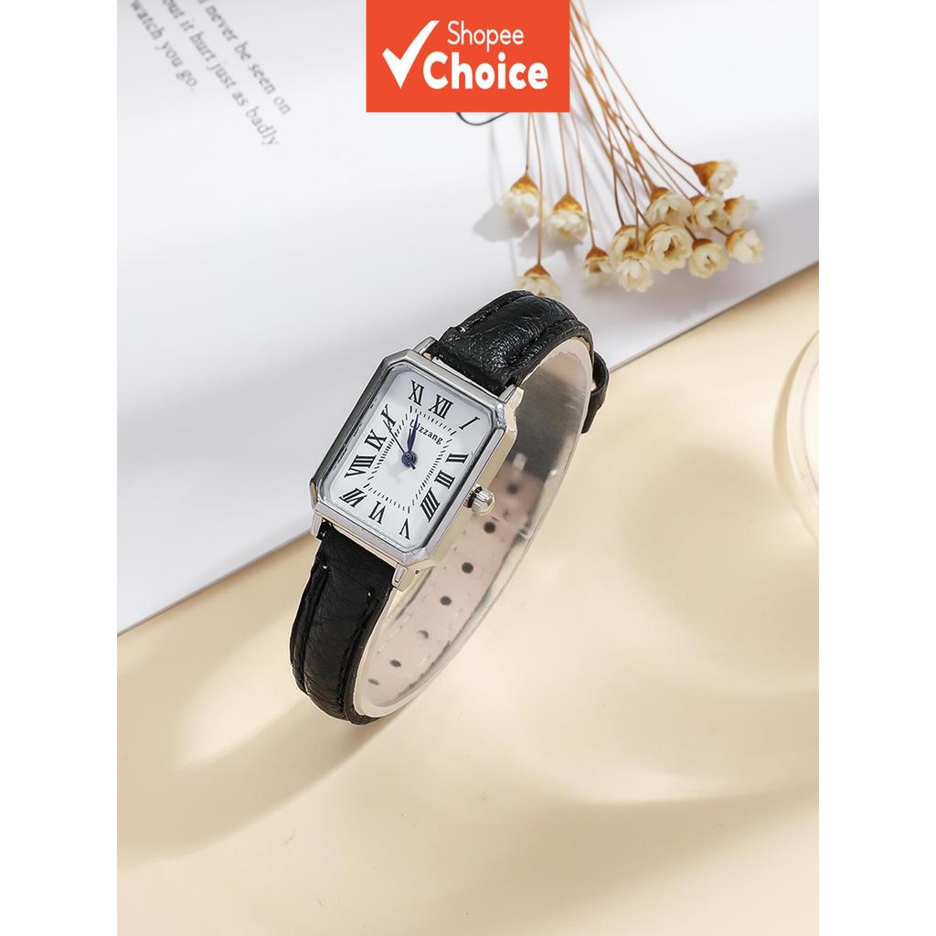 Xsvo Relógio Feminino Quadrado De Quartzo Com Mostrador Retrô , Pulseira Confortável Fácil De Ler