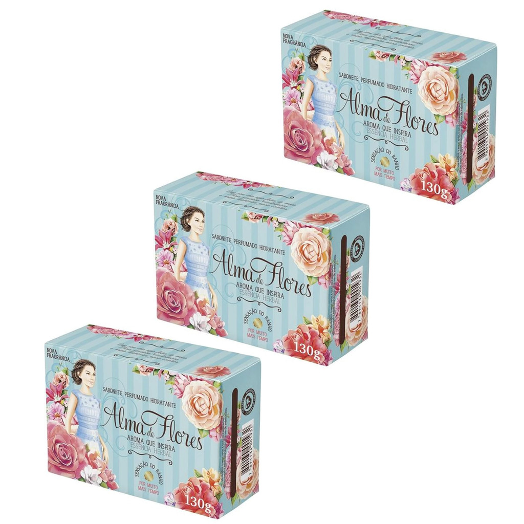 Kit 6 Sabonete Alma De Flores Essencia Herbal 130G