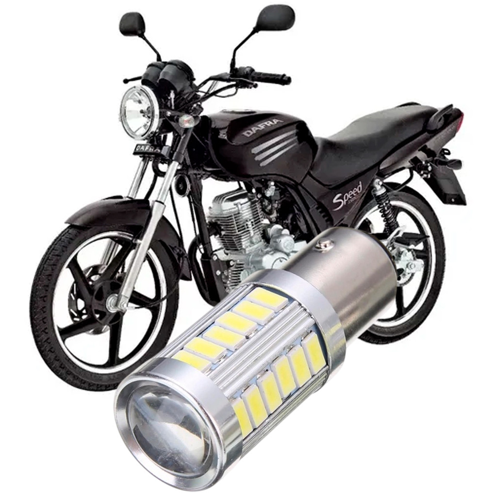 Lampada Ultra LED Luz de Freio e Lanterna Traseira P21/5W Moto Motocicleta Dafra Speed 150 2008 a 2014