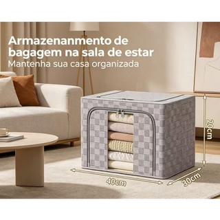 Caixa Organizadora Roupas Brinquedos Lençol Edredom Guarda Roupa Dobrável Visor Transpare…
