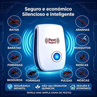 KIT4/3/2/1 Repelente Ultrassônico Eletrônico Espanta Ratos Seguro Fácil de Usar para Ambientes Internos