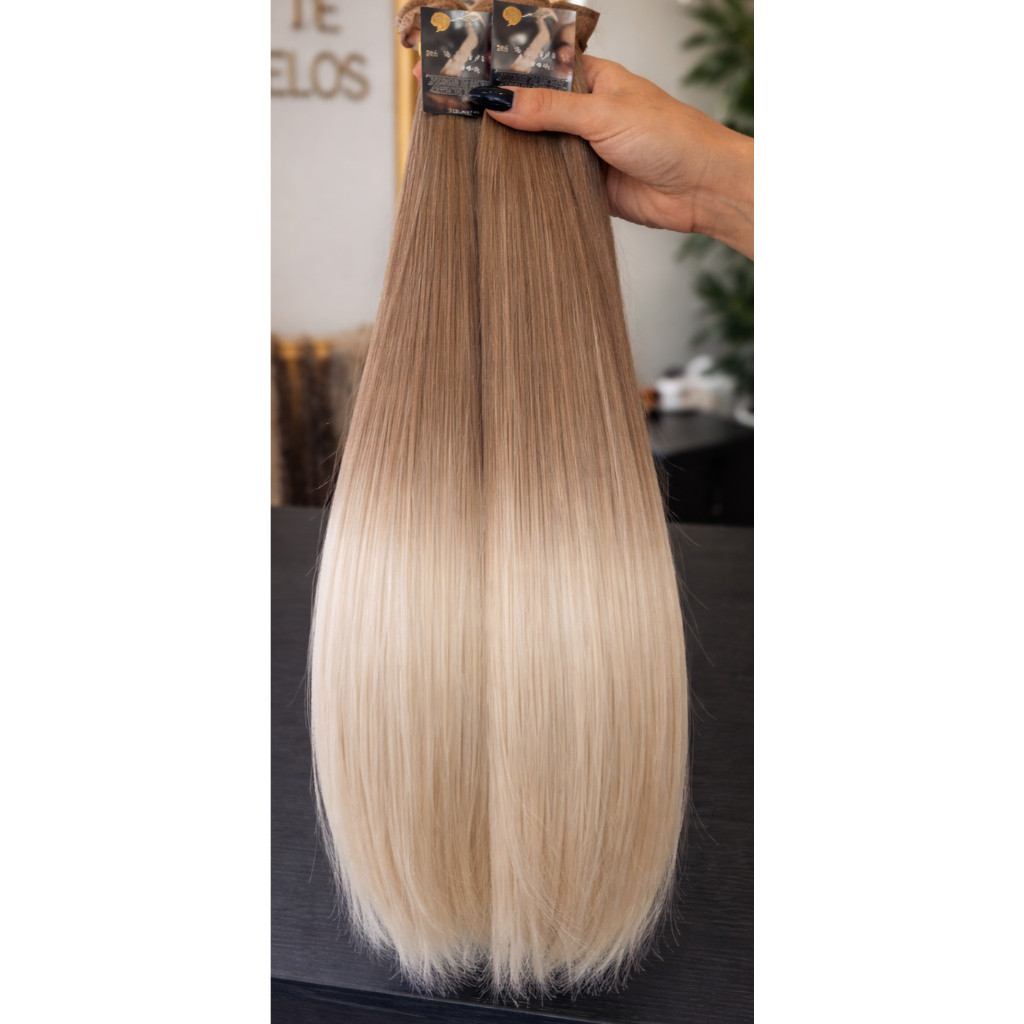 Aplique de Cabelo Russo Humanizado Natural  em Tela 60cm 150grs Europeu Idêntico Humano Cabelo Br Mega Bella Hair