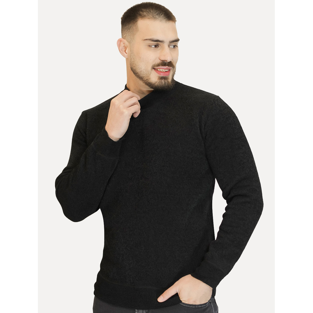 Suéter Dixen Masculino Slim Gola Média Original Preto Mescla