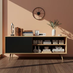 QUEIMA DE ESTOQUE - Rack Painel Multifuncional para Sala - 1 Prateleira Organizadora e Pés Palito