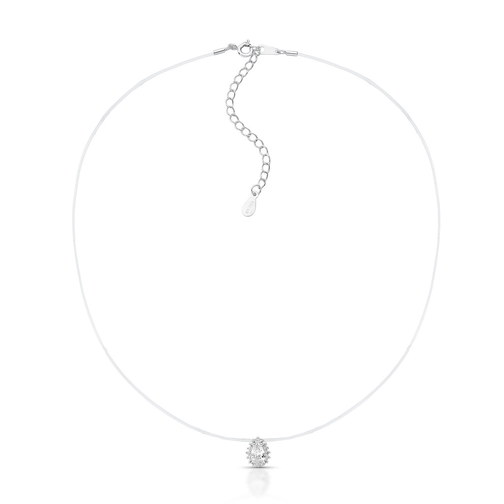 Colar de Nylon com Pingente Gota de Prata em Oferta na Shopee