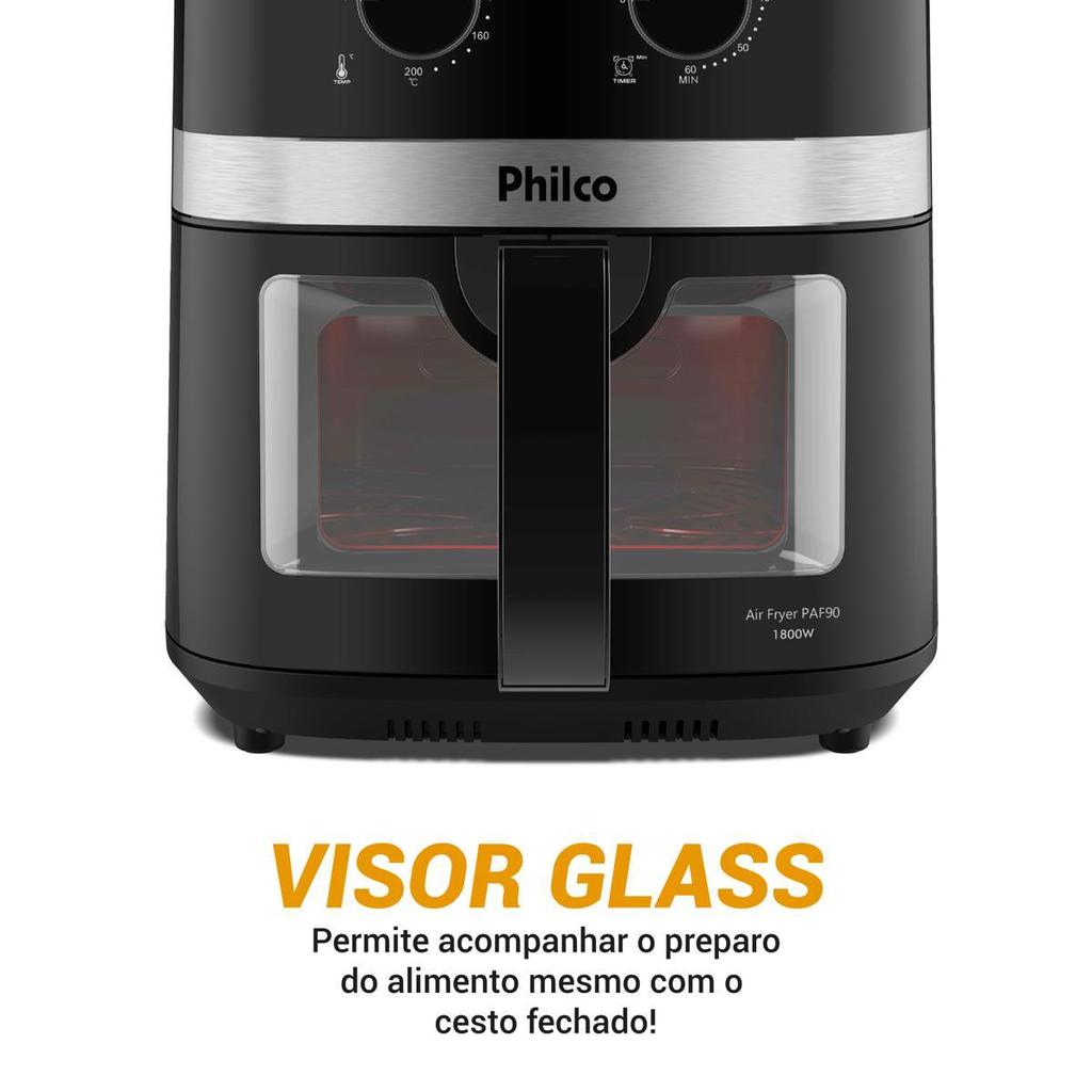 Detalhes do Air Fryer Philco 9L Visor Glass Redstone 1800W PAF90