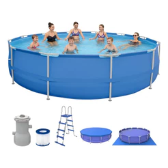 Piscina 16925L Estruturada com Filtro Capa Forro e Escada Pacote Completo Para Uso Familiar com Alta Durabilidade