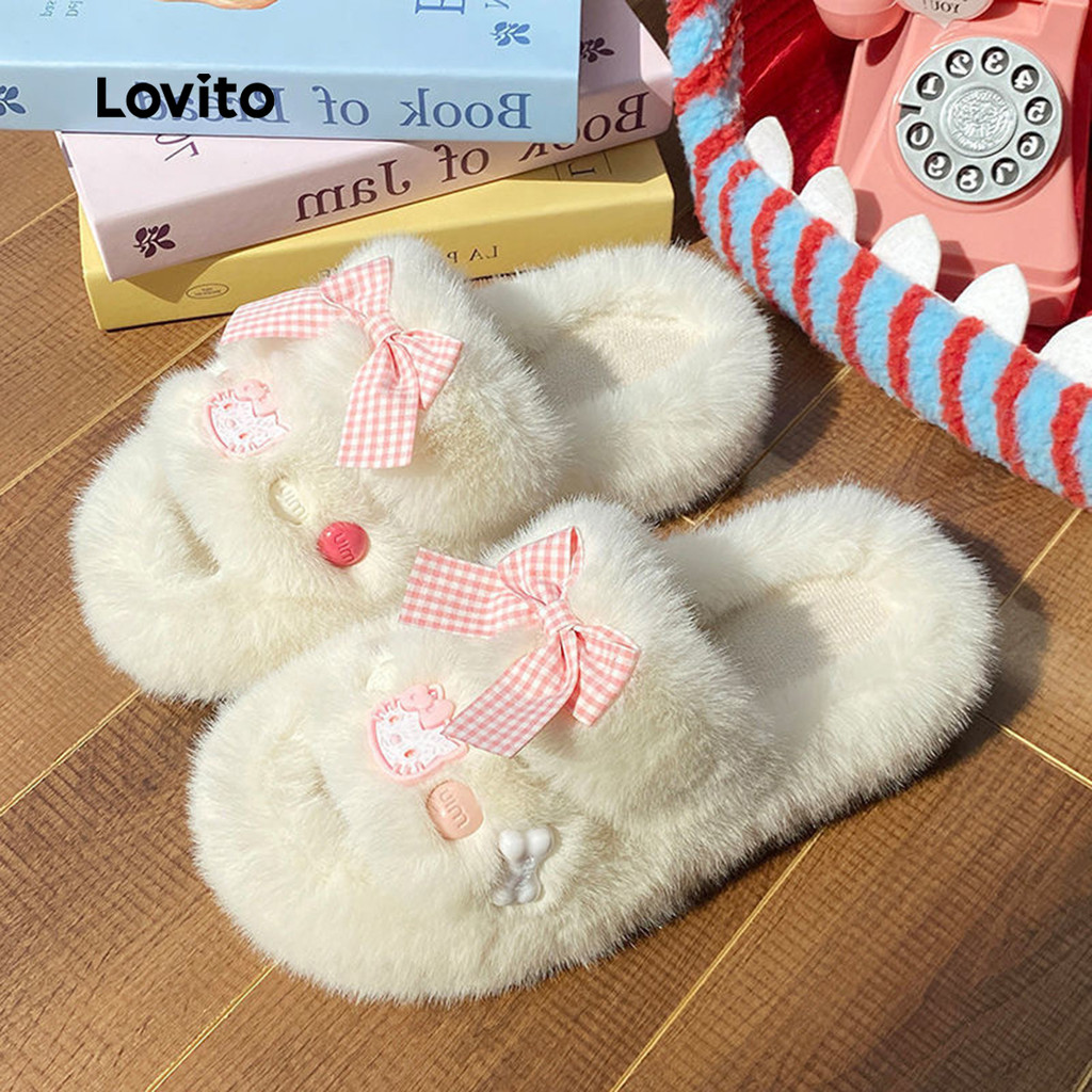 Lovito Sandálias de Pelúcia Fofas para Mulheres LFA103096