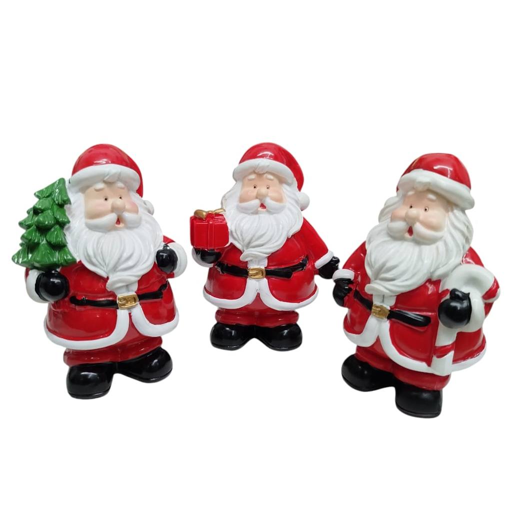 Enfeite Decorativo Natalino Resina Papai Noel e Arvore 8 CM