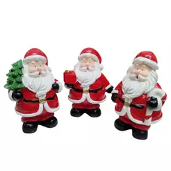 Enfeite Decorativo Natalino Resina Papai Noel e Arvore 8 CM