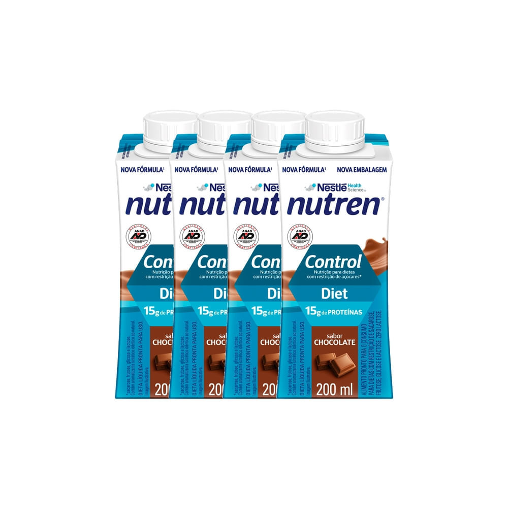 Kit 4 Nutren Control Diet com 15g de Proteínas Sabor Chocolate 200ml em Oferta na Shopee