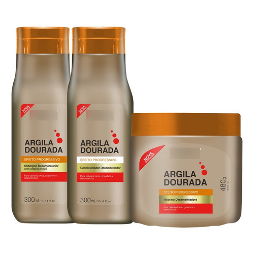 Kit Argila Dourada Tratamento Capilar Desamarelador Mascara Matizadora Cabelo Loiro Grisalho em Oferta na Shopee