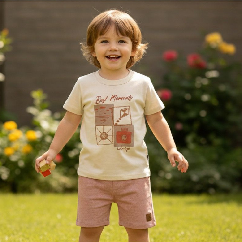 CONJUNTO VERÃO MENINO INFANTIL BORDADO CONFORTAVEL CAIMENTO LEVE MACIO PROMOÇÃO DIA A DIA CRECHE