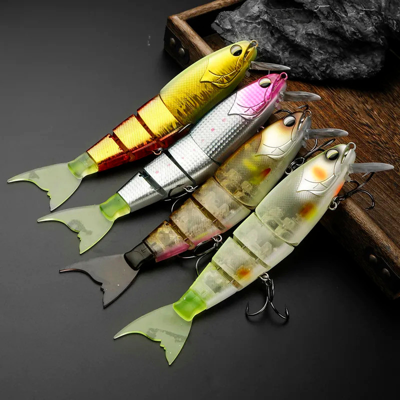 Isca de Pesca Articulada Flutuante, Isca Dura com Movimento de Jerk, Isca para Predadores, Isca Grande para Robalo, Lúci