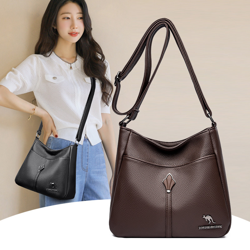 Bolsa Transversal Feminina de Couro PU à Prova d'Água, Bolsa de Ombro para Meninas, Bolsas Mensageiras de Grande Capacid