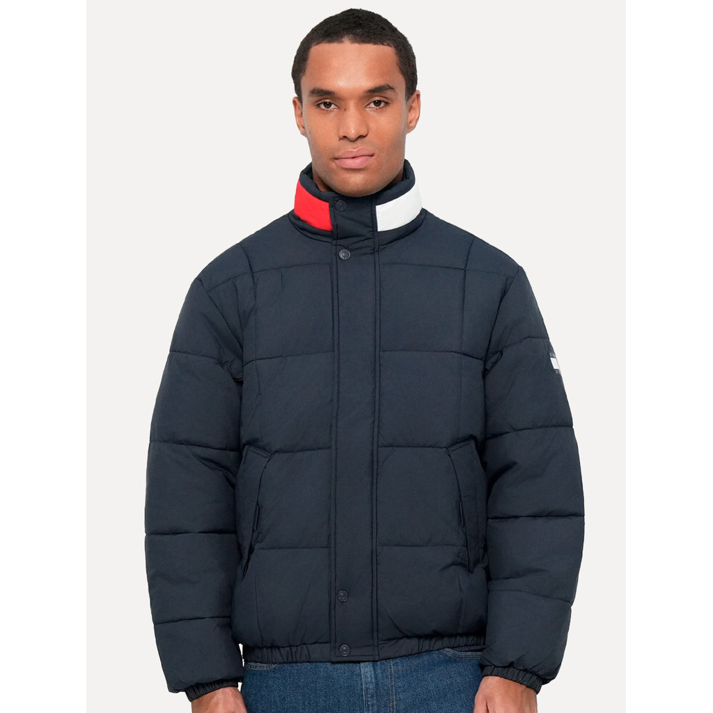 Jaqueta Tommy Hilfiger Masculina Puffer Collar DNA Azul Marinho