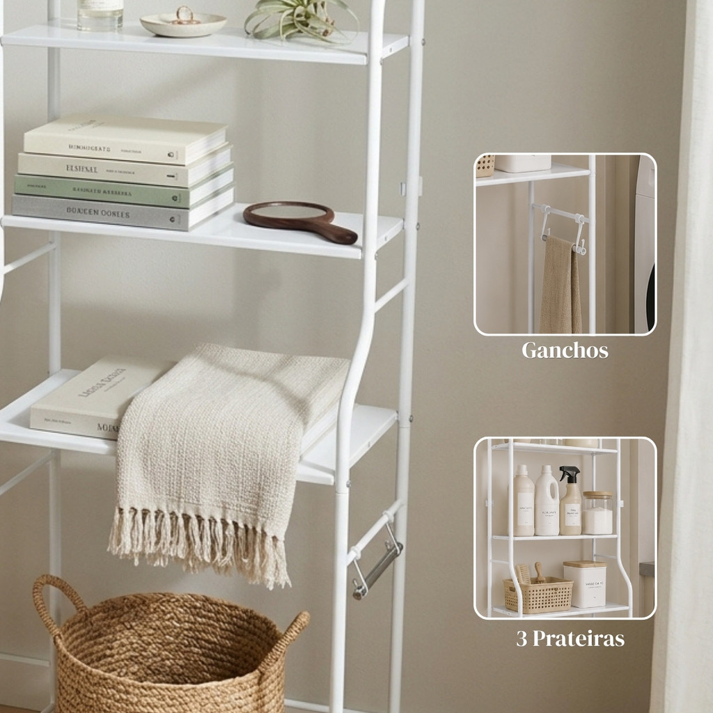 Prateleira Rack Organizador Estante Lavanderia E Banheiro Branca Castela — imagem 2 de 2