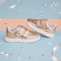 Tênis Infantil Menina K Soft Ouro Casual Confortável Leve Anatômico Moderno Delicado