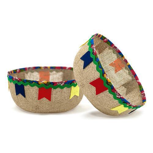 Cachepot Juta Junino 9x20cm Enfeite Mesa Festa Junina Cesta Café São João Arraiá - Envio Imediato