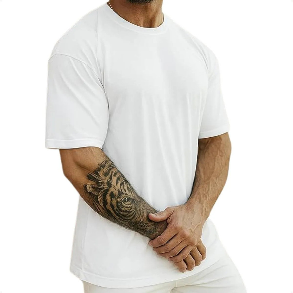 Camiseta Branca Masculina 100% Algodão Fio 30.1 Penteado Padrão SAP Sem Estampa Básica