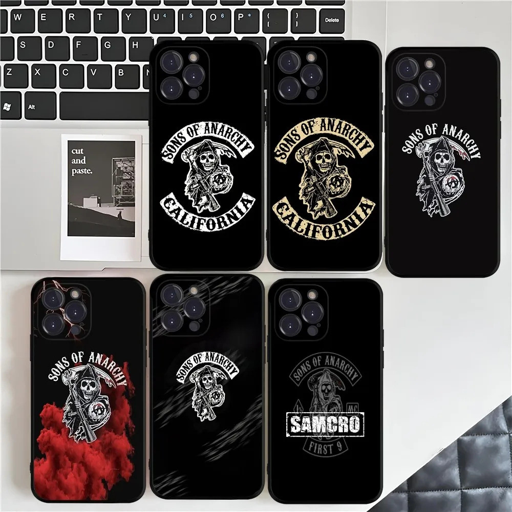 Capa de Telefone TP-1 Sons Of Anarchy para iPhone 16 15 14 13 12 Mini 11 Pro XS Max X XR SE 6 7 8 Plus, Capa de Silicone