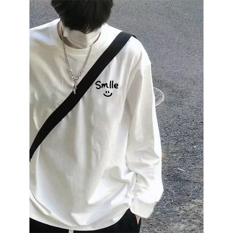 Americano Casual de manga comprida camiseta masculina ins na moda primavera outono nicho novo estilo solto em torno do p