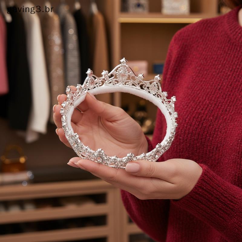 [GAVBR] Tiara De Cabelo De Casamento Cristal Noiva Coroa Cor Prata Diadema Véu Tiaras Acessórios Headpieces Joias De Cab