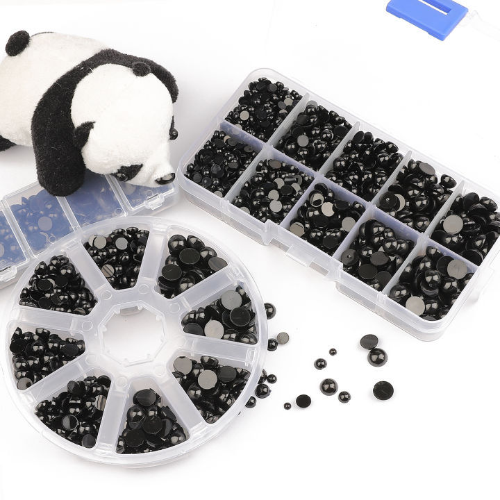 Olhos De Segurança Acrílicos Pretos Contas Traseiras Planas 3-8mm Para Boneca De Urso Fantoche DIY Artesanato Material E
