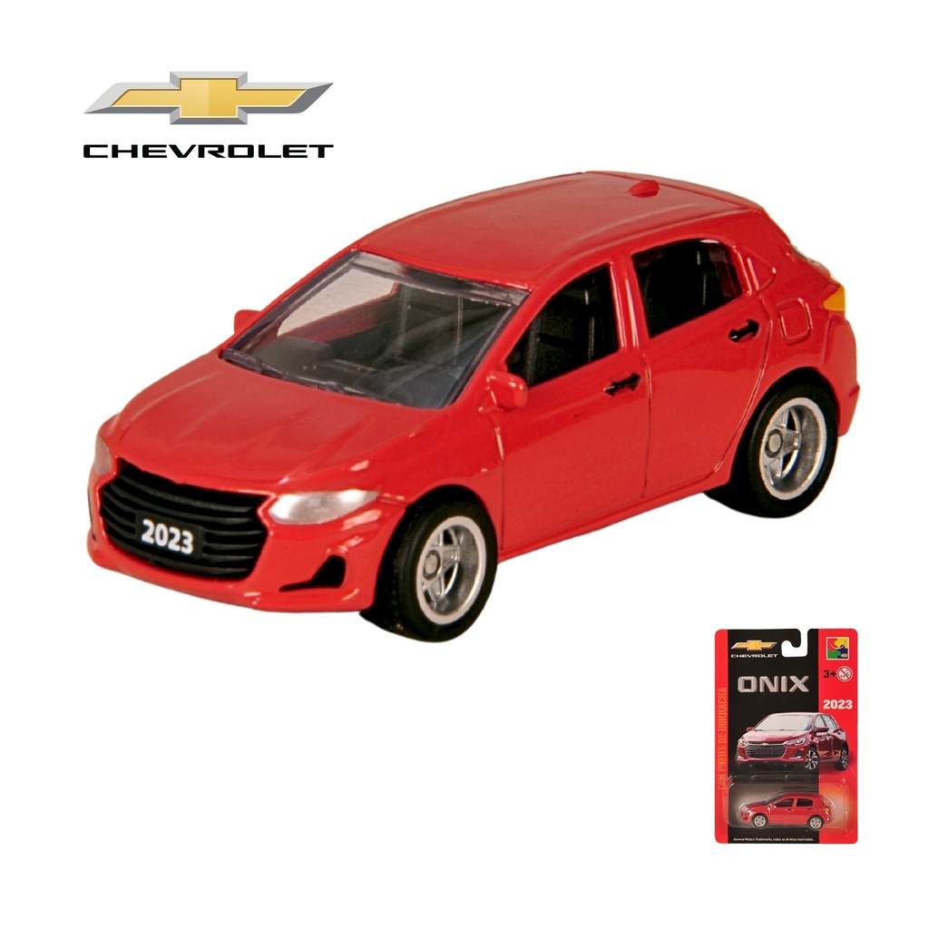 Miniatura 1:64 Chevrolet Onix 2023 Pneus Borracha - CKS Vermelho