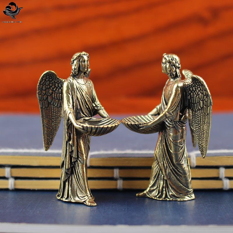 Estatuetas De Estátua De Anjo De Latão PFG , Decorações De Mesa , Artesanato Criativo , Pequenos Enfeites De Bronze Para