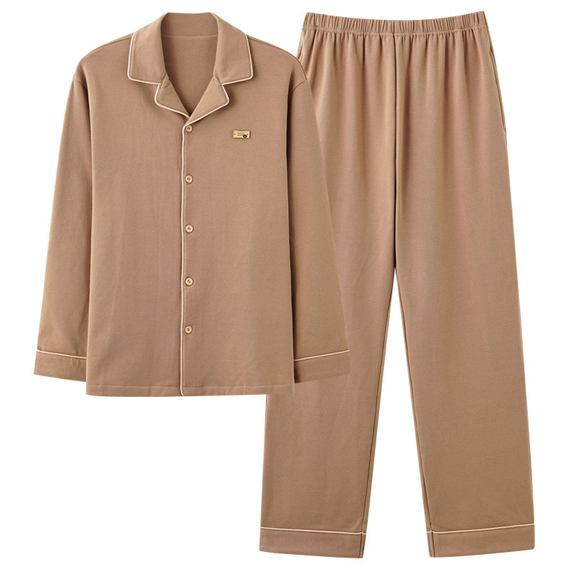 Gato Homem Pijamas De Algodão 2025 Novo Quatro Estações Casal Manga Longa Masculino Plus Size Simples Cor Sólida Loungew