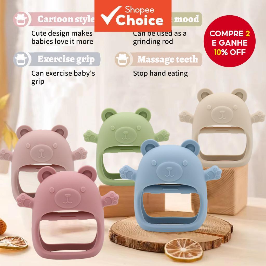 Brinquedos para Dentes de Bebê com Luvas de Dedo em Silicone Qualidade Alimentar Anti-Quebra Vermelho Escuro