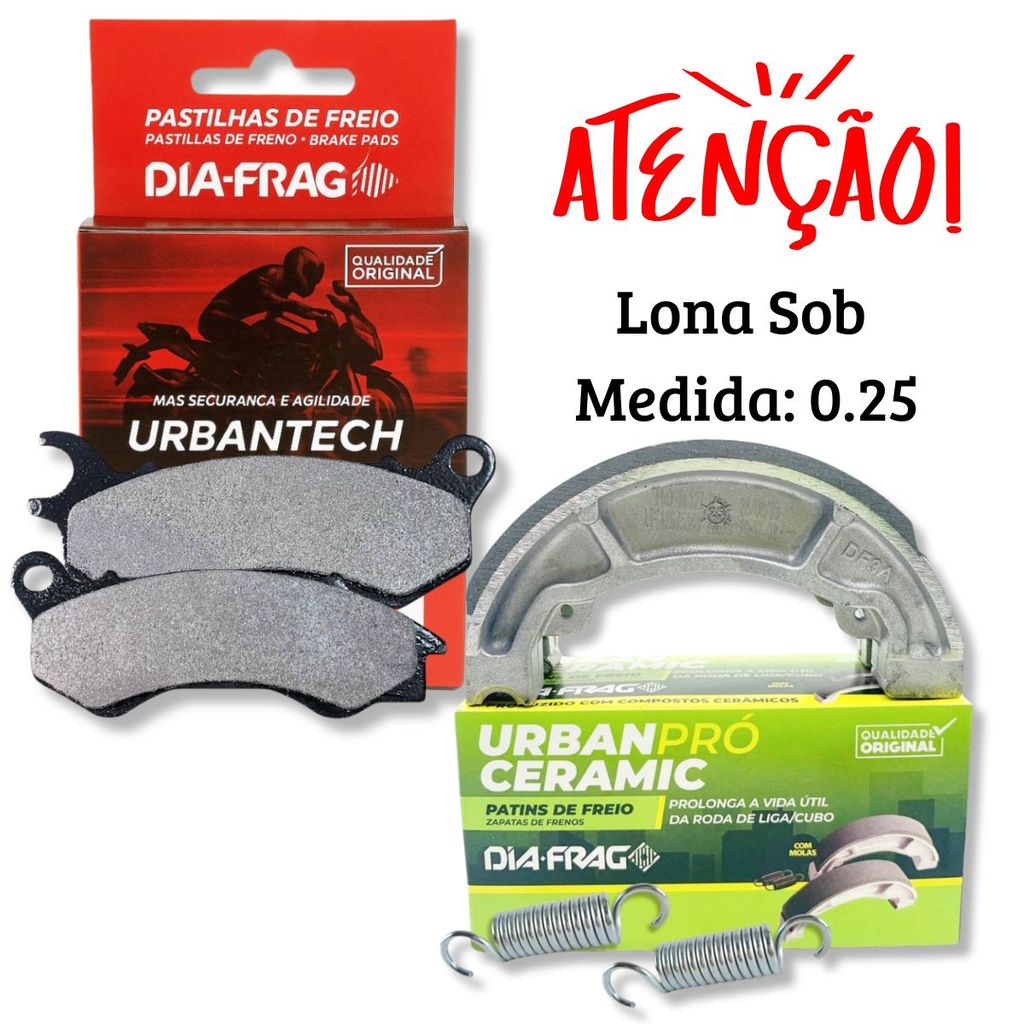 Kit Pastilhas + Lonas de Freio Cerâmica Cg 160 Titan Combi Brake Sob Medida 0.25 Diafrag em Oferta na Shopee