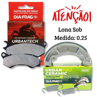 Kit Pastilhas + Lonas de Freio Cerâmica Cg 160 Titan Combi Brake Sob Medida 0.25 Diafrag em Oferta na Shopee