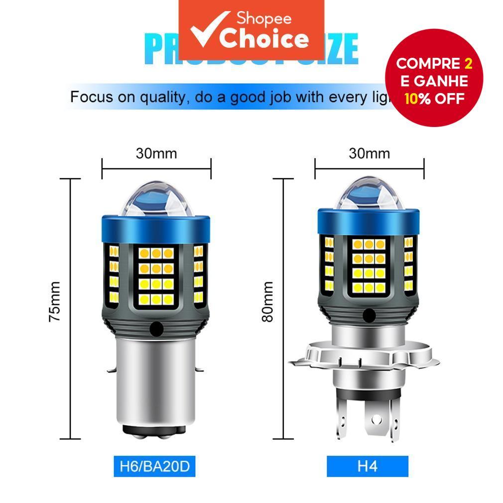 Nova Luz de Condução Mini para Motocicletas - M5 T19 P15D H4 H6 Farol DC12V-60V 12000LM Branco e Amarelo em Oferta na Shopee