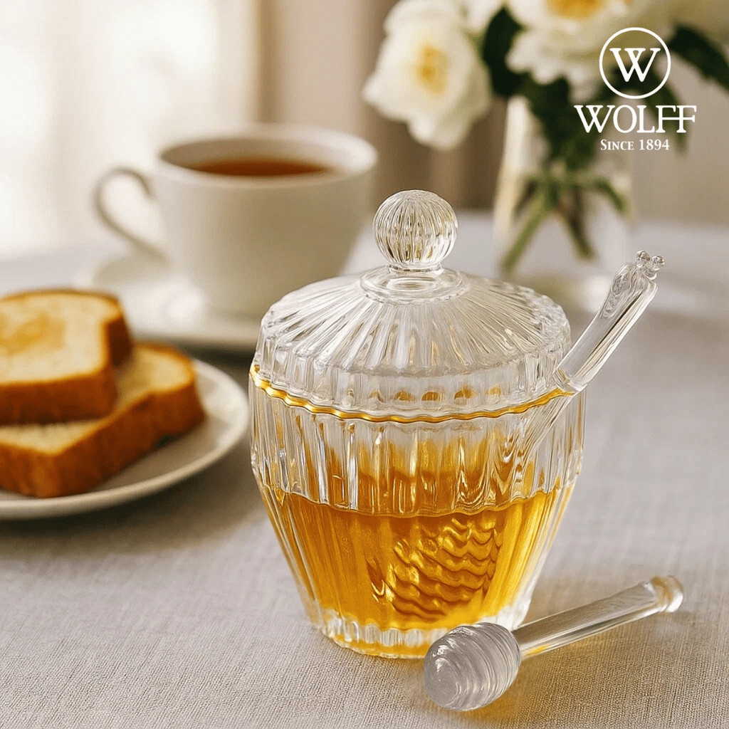 Meleira com Pegador Fio de Ouro - WOLFF / Imperatriz / Pote Mel / Cristal Decorado / Mesa Luxo em Oferta na Shopee