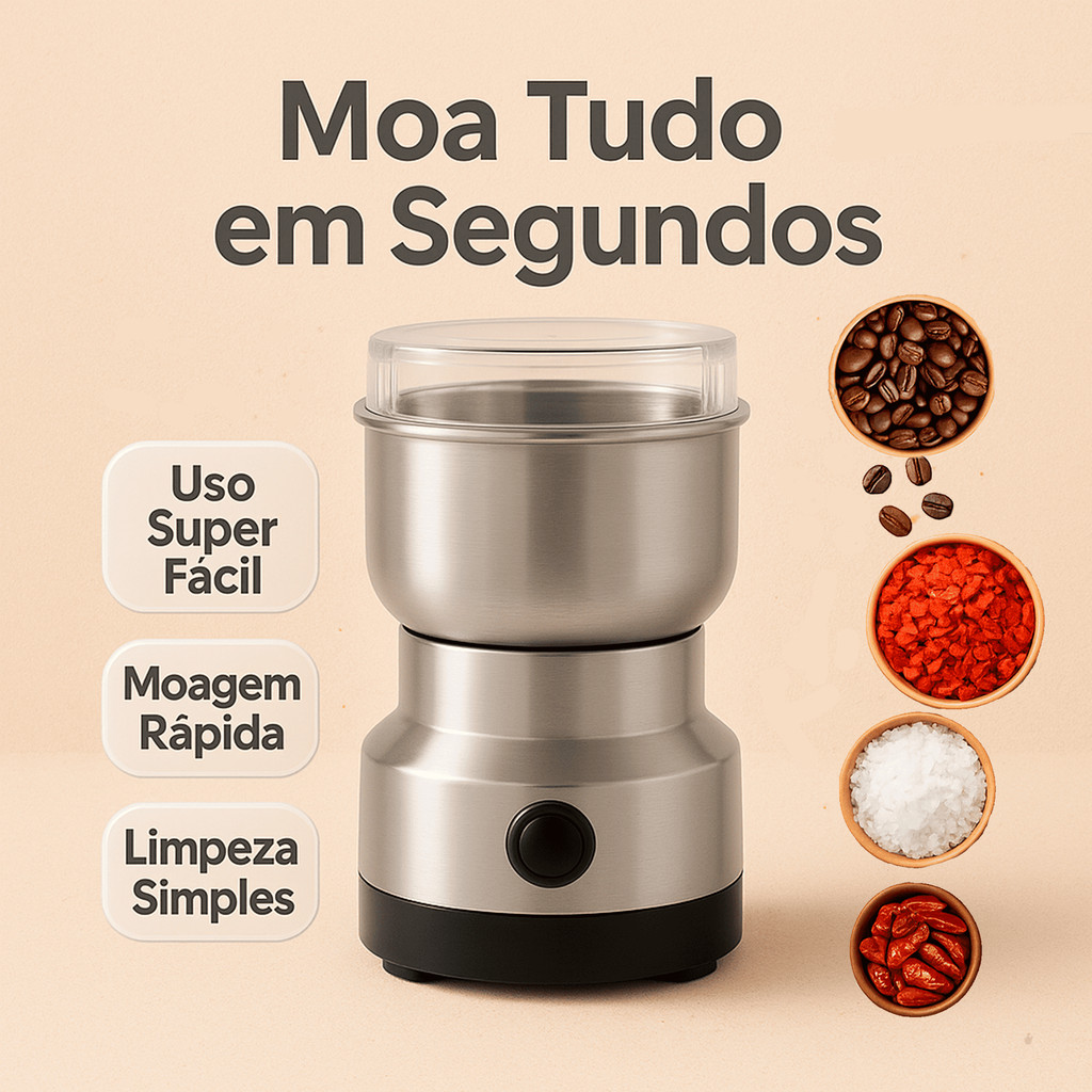 Moedor de café elétrico moinho de grãos de aço inoxidável  moinho de farinha doméstica em Oferta na Shopee