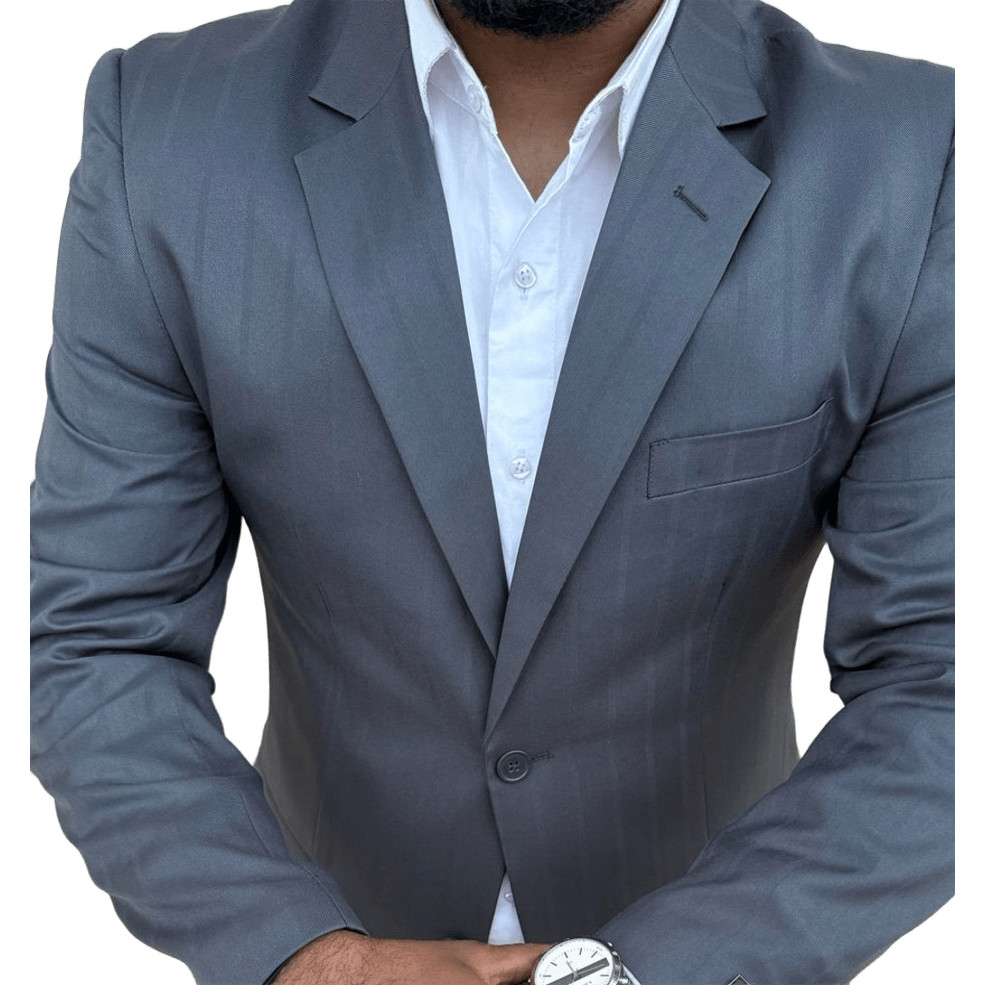 Terno microfibra cinza risca