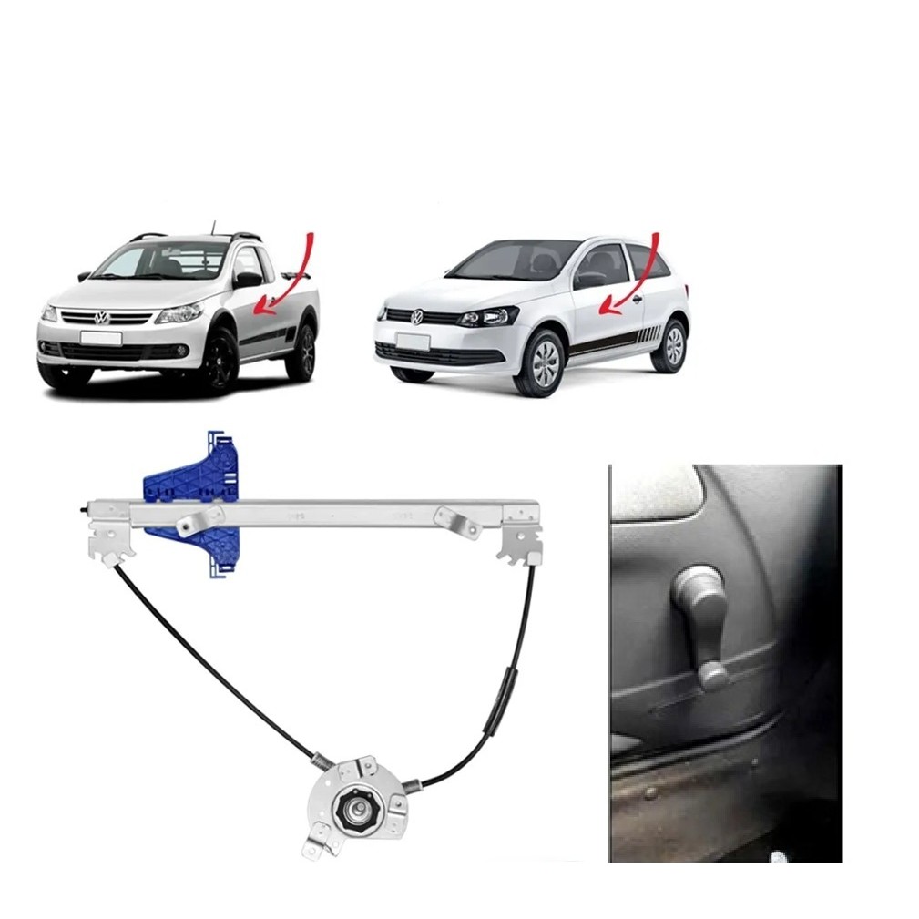 Maquina Vidro Manual Saveiro Gol 2 Portas G5 G6 G7 2009 2011 2012 2013 2014 2015 2016 2017 2018 2019 2020